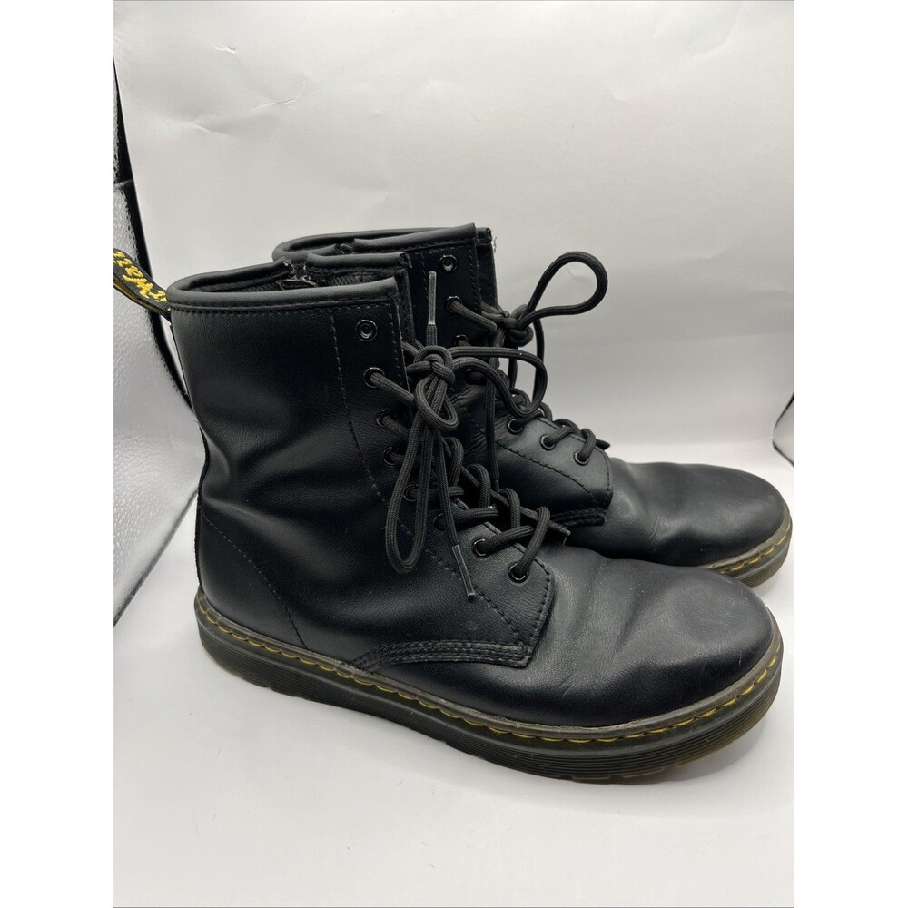 Dr. Martens Zavala Y Black Leather Side Zip Boots Youth US 6 EU 38